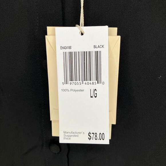 NWT ELIE TAHARI Black Lace Inset Collared Button Blouse Long Sleeve Large - Picture 4 of 5